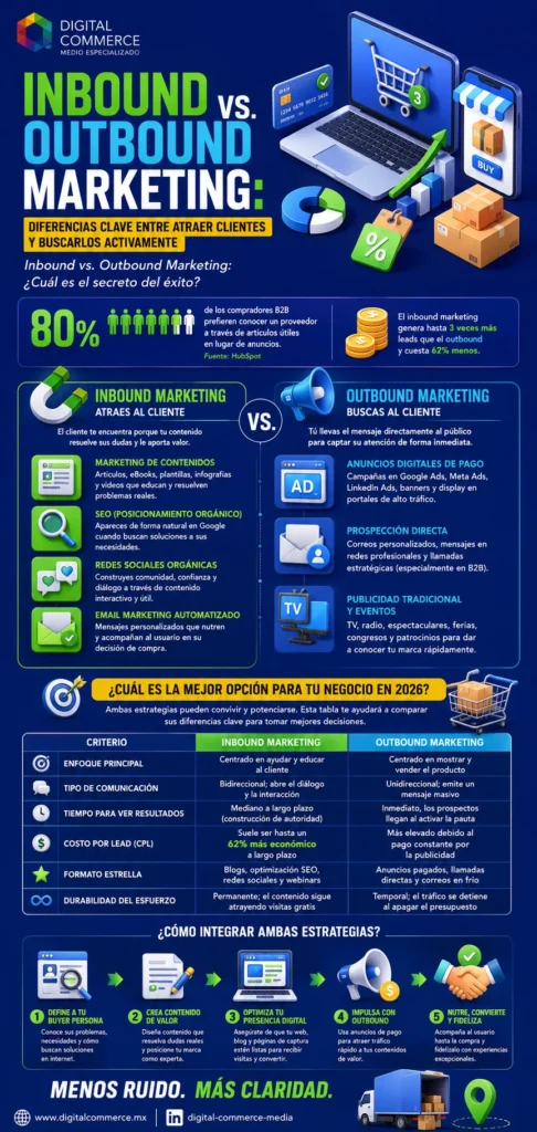 Inbound vs. Outbound Marketing: ¿Cuál es el secreto del éxito? 2 Inbound Vs Outbound marketing infografia